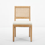 Farmhouse Rattan Dining Chairs Set of 2, Mid Century Modern Kitchen & Dining Room Chairs, Cane Upholstered Kitchen Side Chair with Natural Hardwood Frame, Beige - Grand Goldman Shop