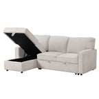 U_STYLE Upholstery Sleeper Sectional Sofa with Storage Space, USB port, 2 cup holders on Back Cushions(same sku; WY000335AAA) - Grand Goldman Shop