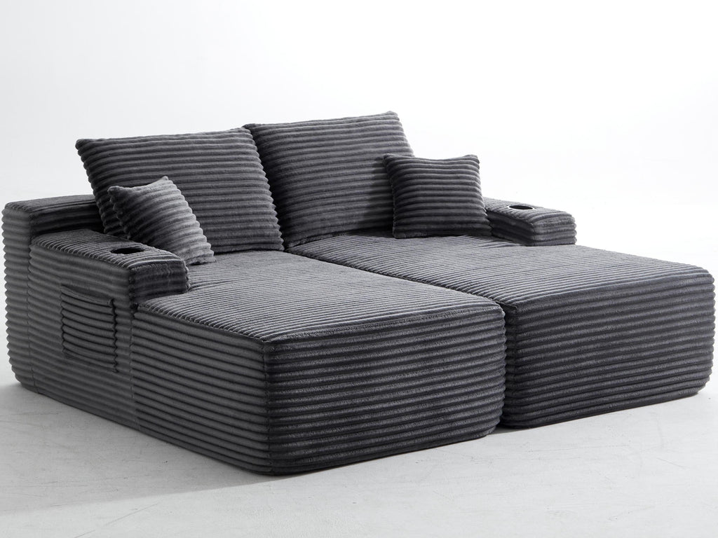69'Cloud Sectional Couch, L-Shape Chaise with R-Shape Chaise with Deep Seat and Comfortable 2 Seater Couch for Modern Living Room,(Plush Fabric),Grey - Grand Goldman Shop
