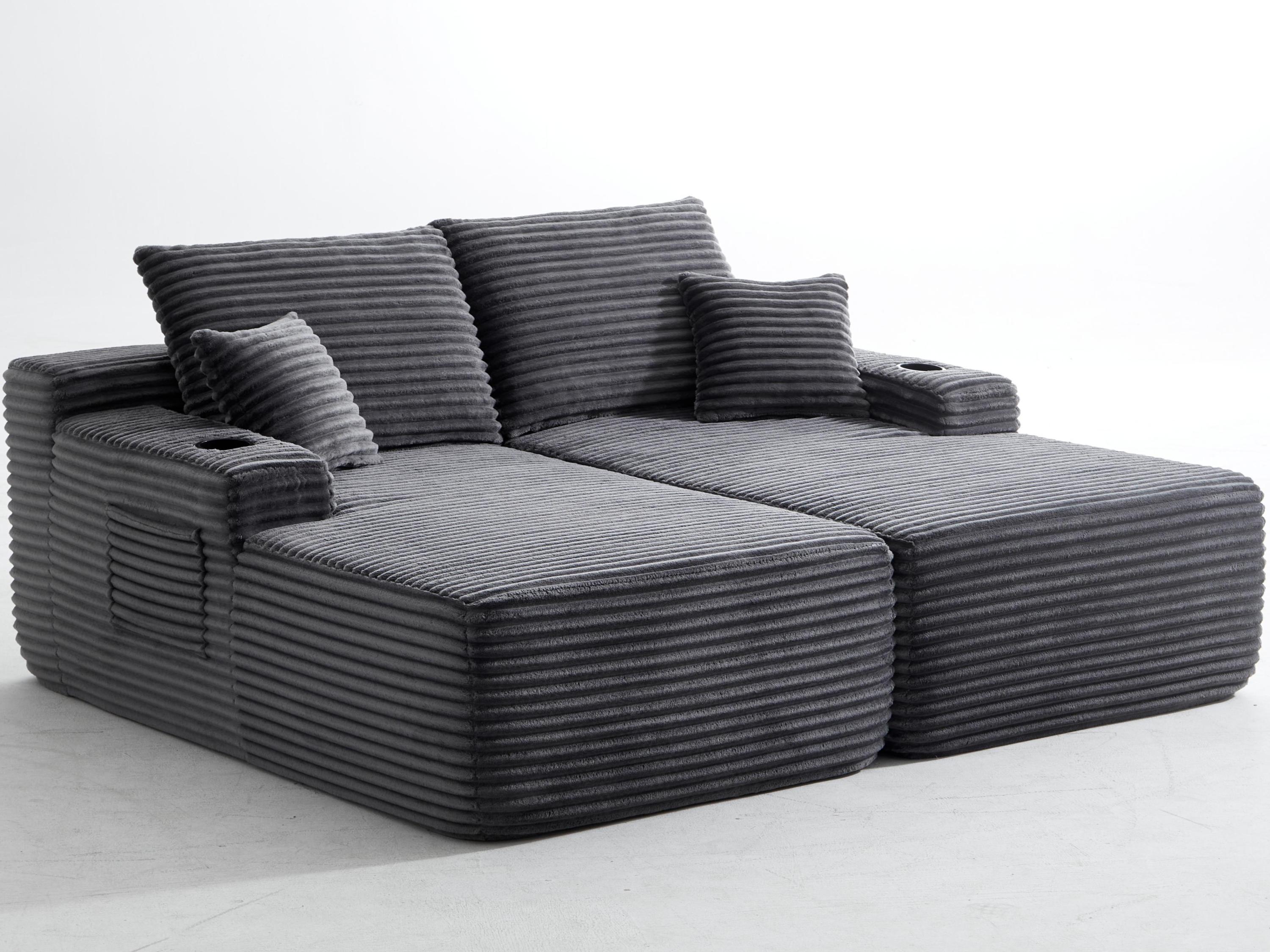 69'Cloud Sectional Couch, L-Shape Chaise with R-Shape Chaise with Deep Seat and Comfortable 2 Seater Couch for Modern Living Room,(Plush Fabric),Grey - Grand Goldman Shop