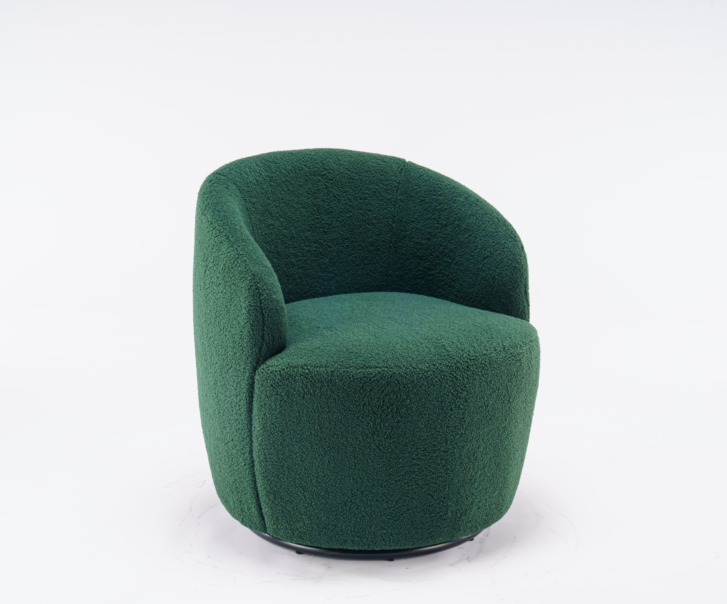 Teddy Fabric Swivel Accent Armchair Barrel Chair With Black Powder Coating Metal Ring,Dark Green - Grand Goldman Shop