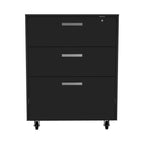 Storage Cabinet - Superior Top, Drawer Base Cabinet, Three Drawers, Four Casters -Black - Grand Goldman