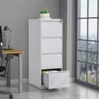 Steel Vertical File Cabinet with Lock, 4 Drawer, Metal Storage for A4/Legal/Letter Size, White | Premium Home Decor - Grand G