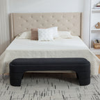 64.96'Wide Modern Upholstered Armless Upholstered Bedroom Benches End of Bed Bench for Entryway, Chenille Ottoman Foot Stool for Living Room and Bedroom, Entryway, Black Boucle - Grand Goldman Shop