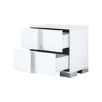 Elegant Nightstand with Metal Foot, Mirrored Bedside Table with 2 Drawers for Bedroom, Living Room, White (Old SKU: WF319353AAK) - Grand Goldman Shop