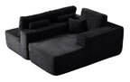 104' Cloud Sectional Sofa with L-Shape Chaise and Side Pockets , Modern Modular Design, Deep Seating, Upholstered Couch for Living Room/Bedroom, No Assembly Required (Plush Fabric), Black,Right - Grand Goldman Shop