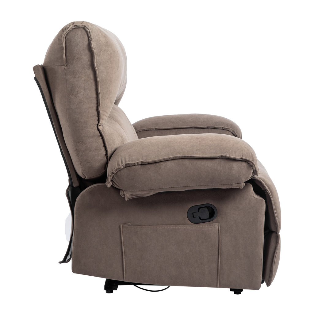 Oversized Velvet Recliner Chair Sofa with Manual Push-Back Functionality in Brown - Grand Goldman Shop