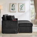 Comfortable Fluffy Corduroy Lazy Sofa, Storage Space for Big Loveseat, Super Soft Chaise Lounge with Double Ottomans and Table Board,Suitable for Chailiving - Grand Goldman Shop