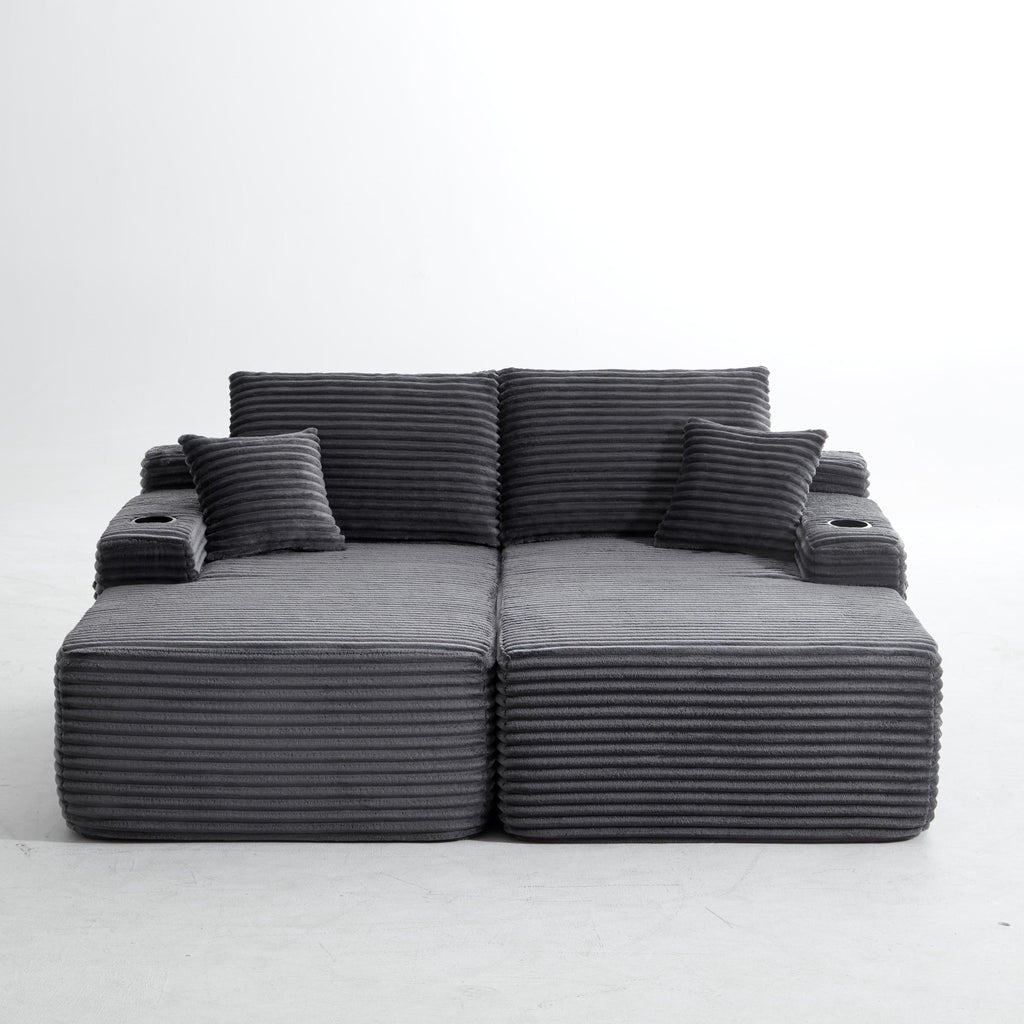 69'Cloud Sectional Couch, L-Shape Chaise with R-Shape Chaise with Deep Seat and Comfortable 2 Seater Couch for Modern Living Room,(Plush Fabric),Grey - Grand Goldman Shop