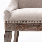 A&A Furniture Ultra Side Dining Chair with Thickened Fabric and Bronze Nail Head, Beige, Set of 2 - Grand Goldman Shop