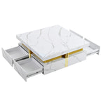 Modern White Square Storage Coffee Table with 4 Drawers - Grand Goldman Shop