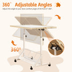(WHITE) Wooden 1500 Piece Puzzle Table with Drawer, 35'*27.17' Adjustable Puzzle Table, 360° Tilting Puzzle Table with Legs a
