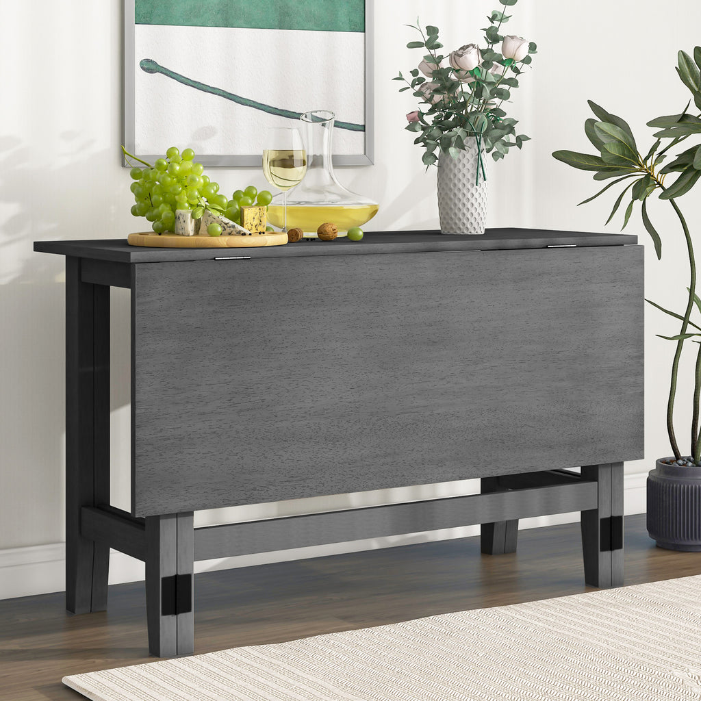 TOPMAX Farmhouse Wood Extendable Dining Table with Drop Leaf for Small Places, Gray(OLD SKU:N717P195019) - Grand Goldman Shop