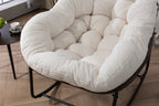Outdoor Rattan Rocking Chair,Padded Cushion Rocker Recliner Chair Outdoor for Front Porch, Living Room, Patio, Garden, White - Grand Goldman Shop