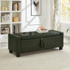 48' Ottoman Bench with Storage, Bench for Bedroom,Living Room,Hallway, Upholstered Tufted Faux Leather PU Ottoman Dark Green - Grand Goldman Shop