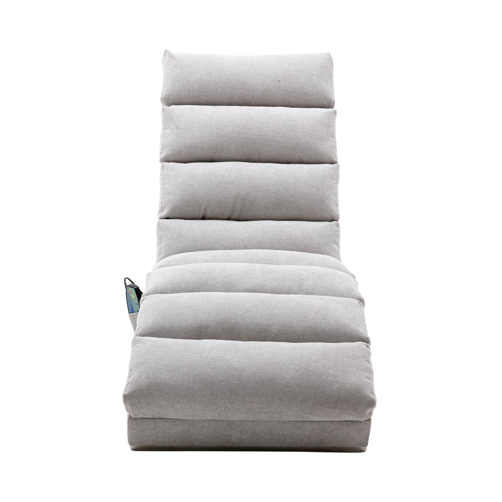 Light Grey Linen Massage Chaise Lounge Indoor with Remote Control, Ergonomic Electric Massage Lounger with 5 Modes - Grand Goldman Shop