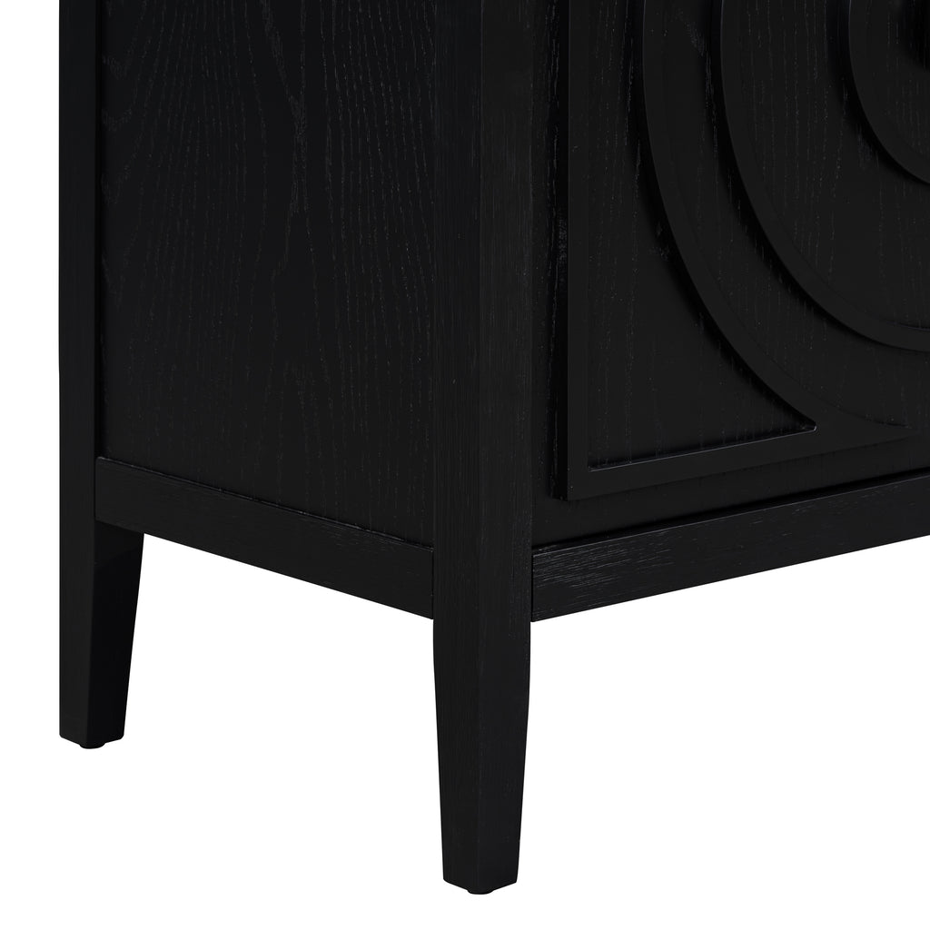 TREXM Retro Sideboard door with Circular Groove Design Round Metal Door Handle for Entrance, Dinning Room, Living Room (Black) - Grand Goldman Shop