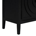 TREXM Retro Sideboard door with Circular Groove Design Round Metal Door Handle for Entrance, Dinning Room, Living Room (Black) - Grand Goldman Shop