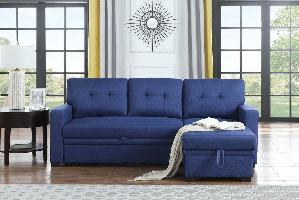 Upholstered Pull out Sectional Sofa with Chaise - Grand Goldman Shop