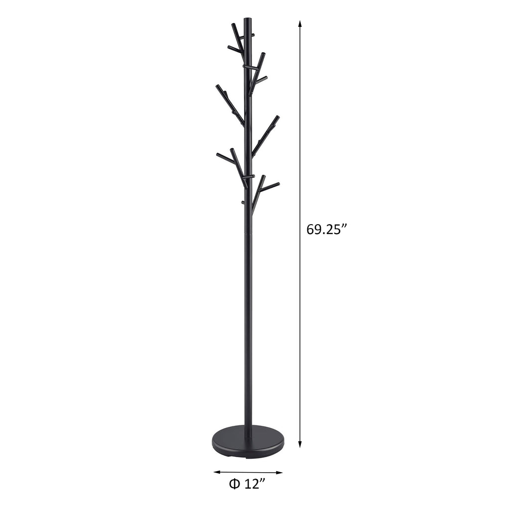 Black Tree Branch Style Coat Rack with 18 Hooks - Steel, 69.25in H - Grand Goldman Shop