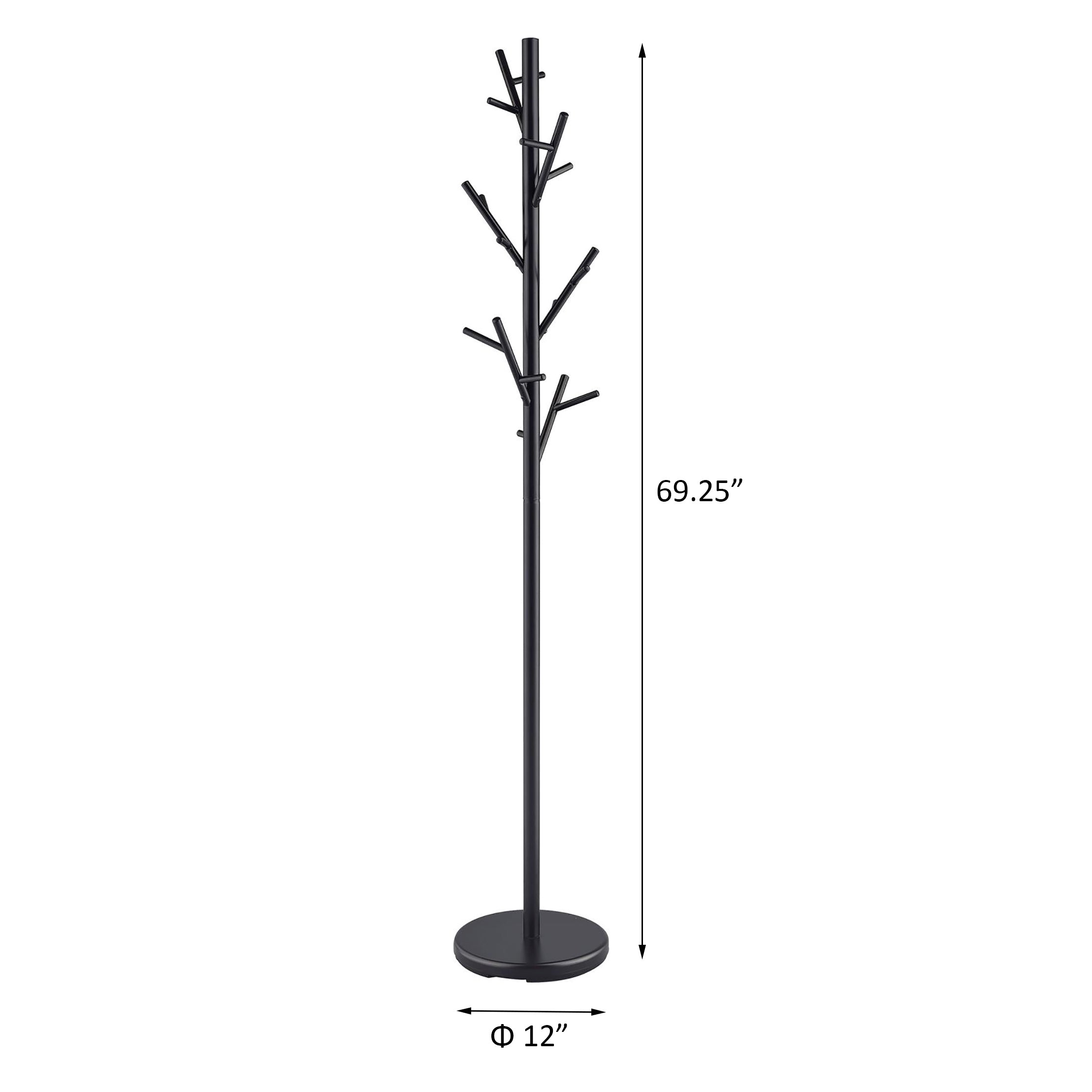Black Tree Branch Style Coat Rack with 18 Hooks - Steel, 69.25in H - Grand Goldman Shop