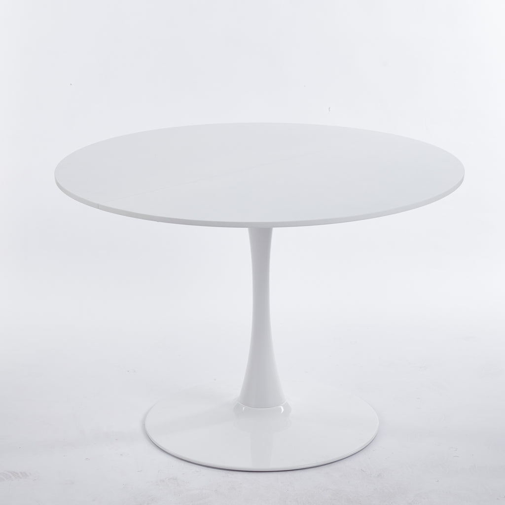 Mid-Century White Tulip Table with Round MDF Top and Metal Pedestal for 4-6 People, Coffee Table, Dining Table - Grand Goldman Shop