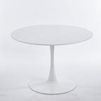 Mid-Century White Tulip Table with Round MDF Top and Metal Pedestal for 4-6 People, Coffee Table, Dining Table - Grand Goldman Shop