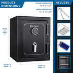 Fireproof Safe Vault with Electronic Lock in Black Steel, 3.51 Cubic Feet | Premium Home Decor - Grand Goldman