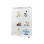 Two-door Glass Display Cabinet 3 Shelves with Door, Floor Standing Curio Bookshelf for Living Room Bedroom Office, 49.3'*31.7