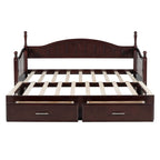Wooden Twin Size Daybed with Twin Size Trundle, Extendable Daybed with Two Storage Drawers, Espresso(Expected Arrival Time:9.12) - Grand Goldman Shop