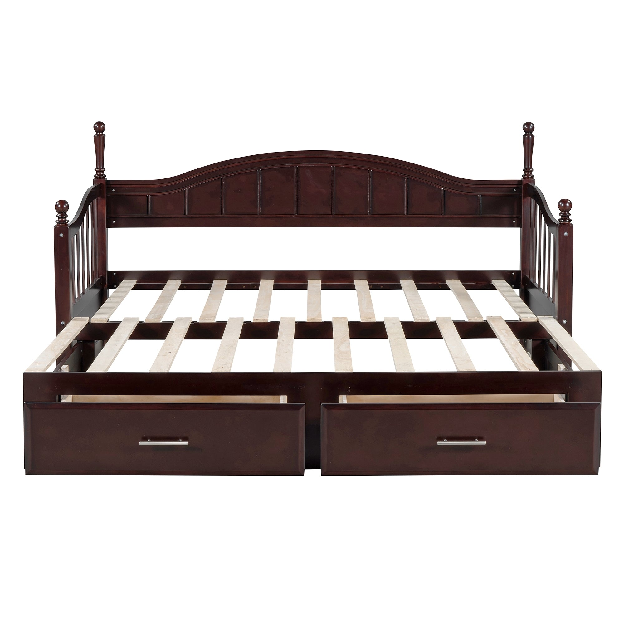 Wooden Twin Size Daybed with Twin Size Trundle, Extendable Daybed with Two Storage Drawers, Espresso(Expected Arrival Time:9.12) - Grand Goldman Shop