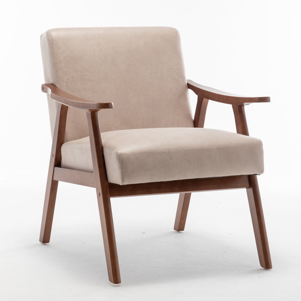 Mid-Century Modern Wingback Accent Chair with Solid Wood Frame and Extra-Thick Backrest – Lounge Chair for Living Room, Bedroom, or Reading Room - Grand Goldman Shop