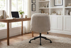 Cross Legged Office Chair No Arms, Adjustable Swivel Wider & Thickened, Ergonomic Desk Chair for Home Office, Vanity,White | 