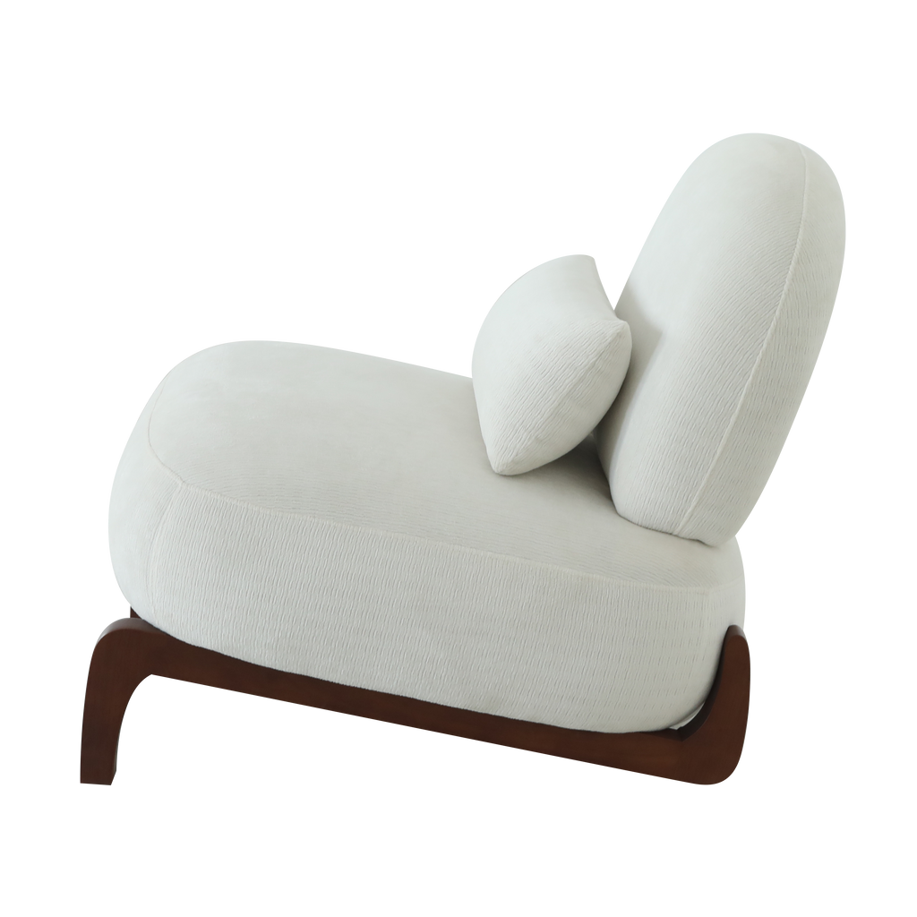 Cute Accent Chair with Solid Wood Legs, Living Room Chair with Soft Fabric Cushion, Cozy Bedroom Chair, Comfy Armless Reading Chair for Apartment, Waiting Room, Balcony (White) - Grand Goldman Shop