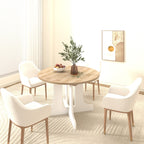 Dining Table for Farmhouse Kitchen 59x43 Inch Expandable Oval Table Top with Removable Leaf Trestle X Shaped Base White - Grand Goldman Shop