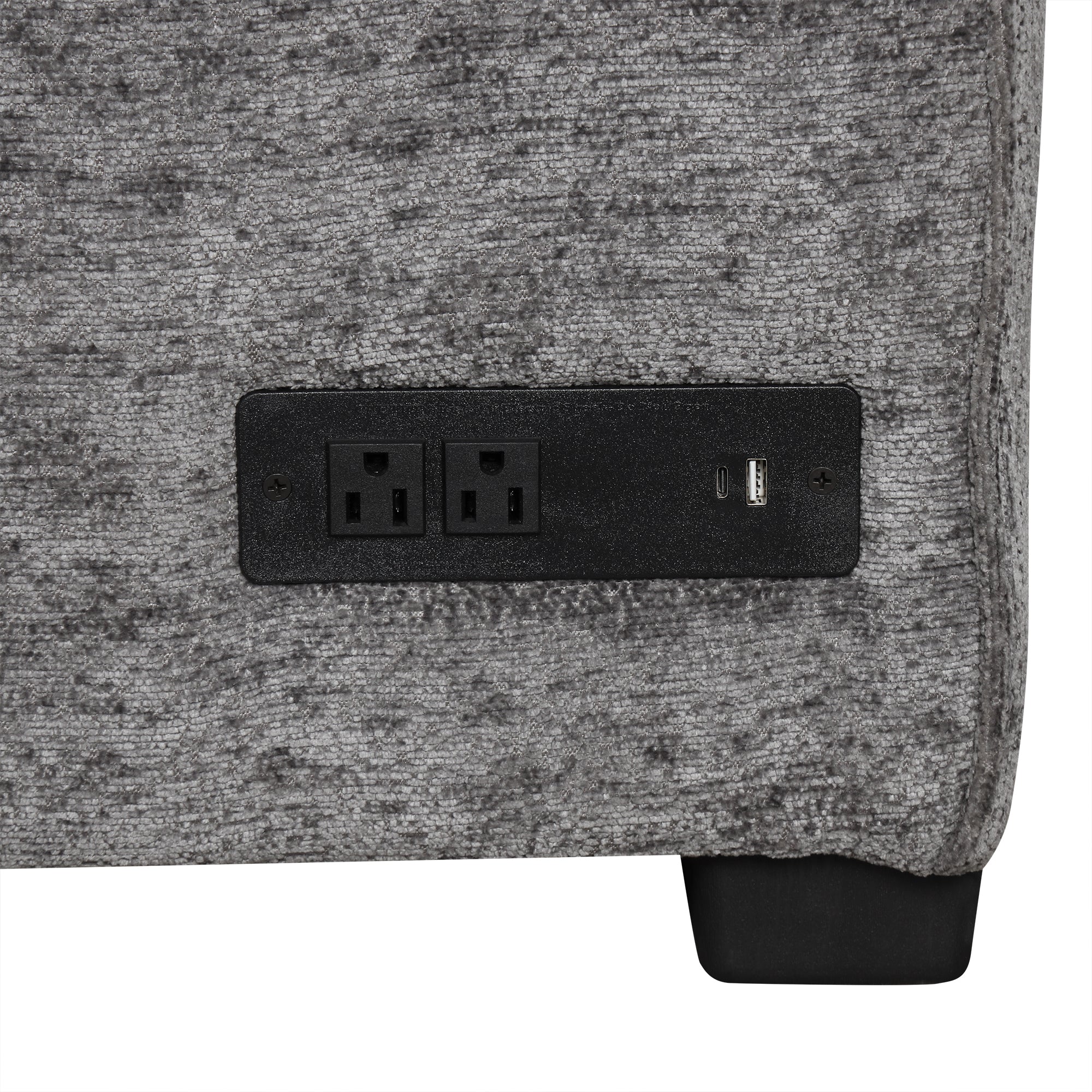 Modern Sectional Sofa Pull-out Sleeper with Storage Ottoman, USB Charging, Grey Tweed Chenille, 112.2' - Grand Goldman Shop