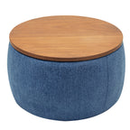 Round Storage Ottoman, 2 in 1 Function, Work as End table and Ottoman, Navy (25.5'x25.5'x14.5') - Grand Goldman Shop
