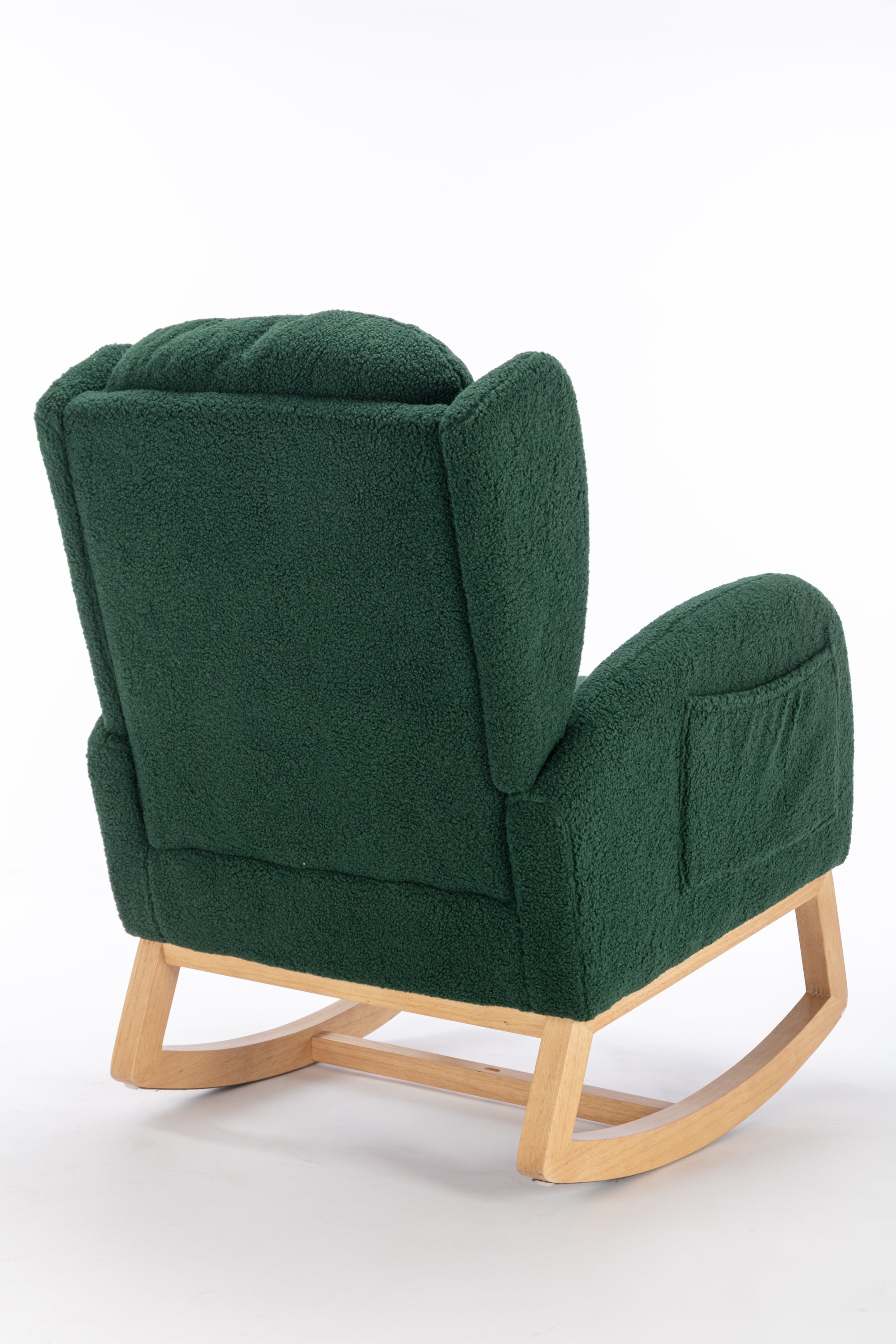 049-Teddy Fabric Rocking Chair With Packet Wood Legs,Green - Grand Goldman Shop