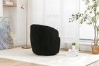 Teddy Fabric Swivel Accent Armchair Barrel Chair With Black Powder Coating Metal Ring,Black - Grand Goldman Shop