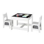 Kids Table and 2 Chairs Set, Toddler Table and Chair Set with Storage Space under the Table, Cloth Storage Box under the Chai