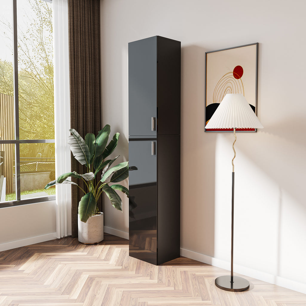 Freestanding  Cabinet with Inadjustable Shelves and two Doors for Kitchen, Dining Room,black - Grand Goldman Shop