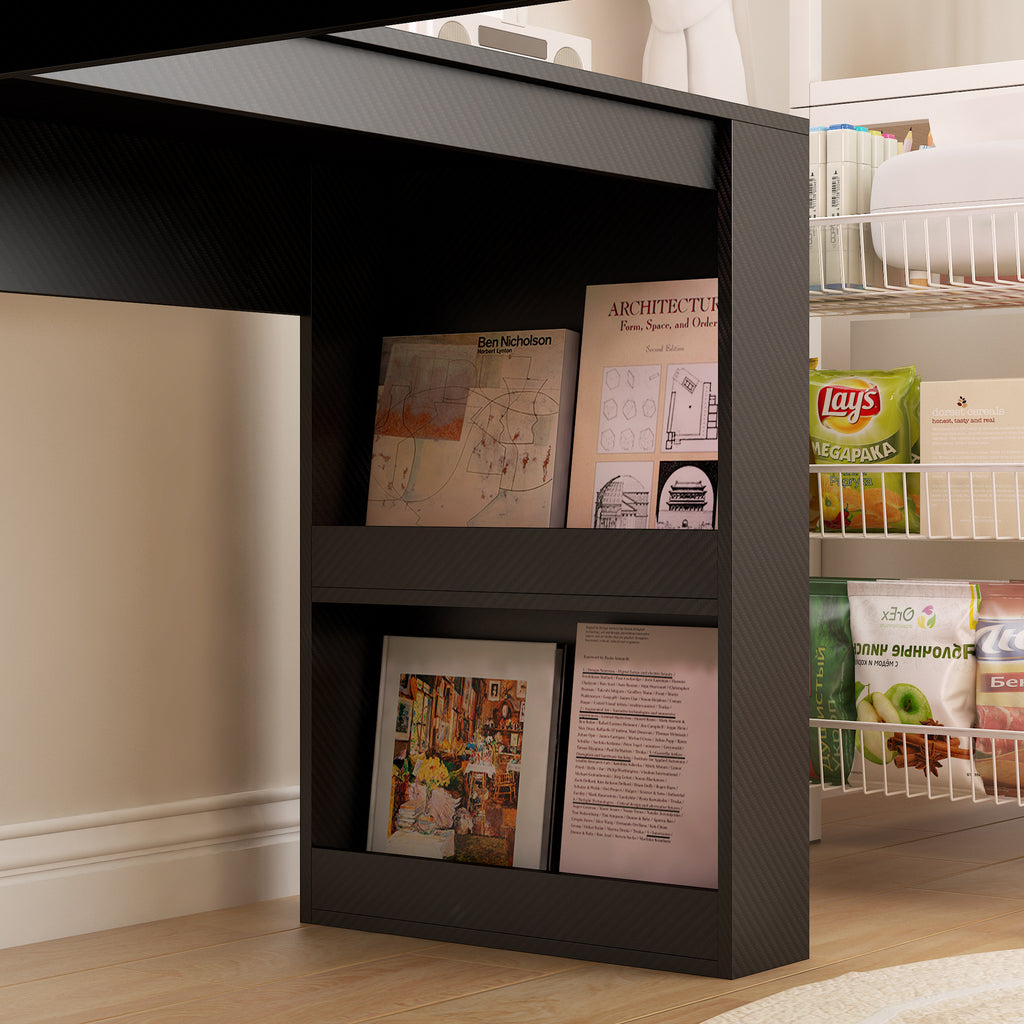 L Shaped Desk with Charger,Computer Desk with Drawers,Bookshelf,Modern Corner Desk,Home Office Desk,L-Shaped Study Table Writ
