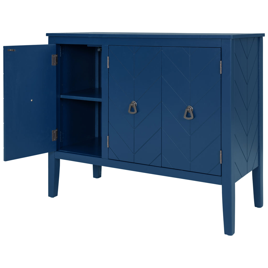 U_STYLE Adjustable Shelf Storage Sideboard with 3 Retro Metal Handles and 4 Pinewood Legs, for Entryway, Living Room, Study Room, Dining Room - Grand Goldman Shop