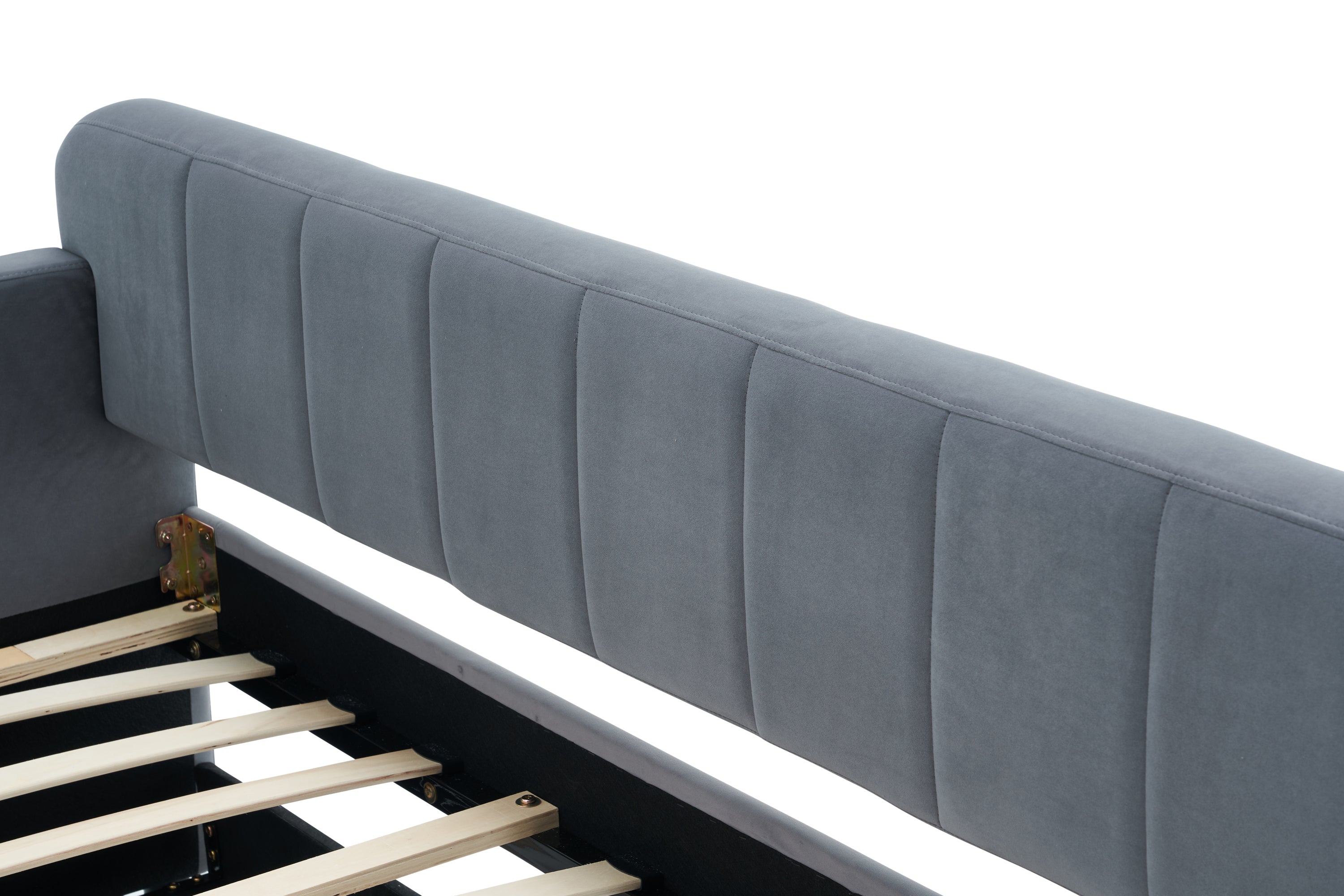 Twin Upholstered Daybed Frame with Trundle, Twin Size Sofa Bed for Bedroom Living Room Guest Room, Wood Slat Support,Grey - Grand Goldman Shop
