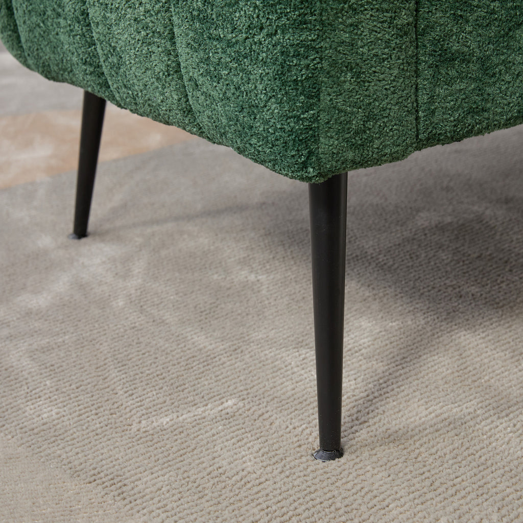 Modern Glam Green Chenille Mini Loveseat Accent Couch with Metal Legs, 50.2'' Wide Channel Tufted 2-Seater Sofa for Small Spaces - Grand Goldman Shop