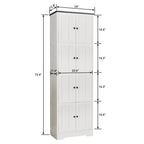 Tall Storage Cabinet with 8 Doors and 4 Shelves, Wall Storage Cabinet for Living Room, Kitchen, Office, Bedroom, Bathroom, White - Grand Goldman Shop