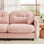 Cloud Sectional L-Shaped Couch With Ottoman,Soft Chenille Fabric,Quilted Pleated Design High-Density Foam,Fits Bedrooms Living Rooms Reading Nooks,Pink - Grand Goldman Shop