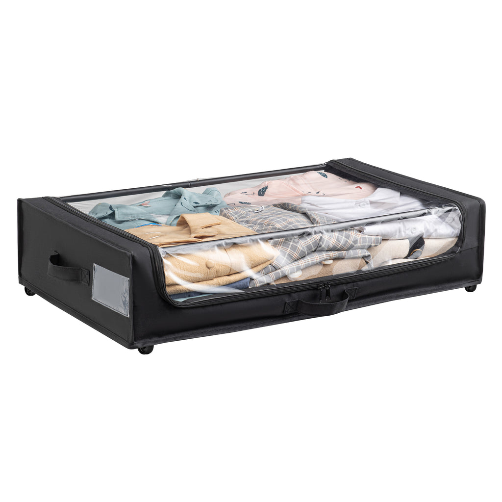 Set of 2 Under-Bed Rolling Storage Container with Transparent Cover, Versatile Space-Saving Design, and Smooth-Glide Multi-Directional Wheels – Ideal for Organizing Clothes, Shoes, and More - Grand Goldman Shop