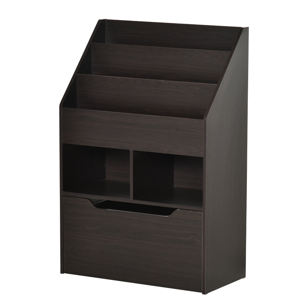 HOMCOM Kids Bookcase Multi-Shelf Rack Organizer with Storage Drawer for Books, Playroom, Brown | Premium Home Decor - Grand G