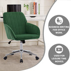 TY Adjustable Office Chair, Ergonomic Swivel Chair with Velvet Backrest Seat in Green, Comfortable for Long Sitting - Grand G